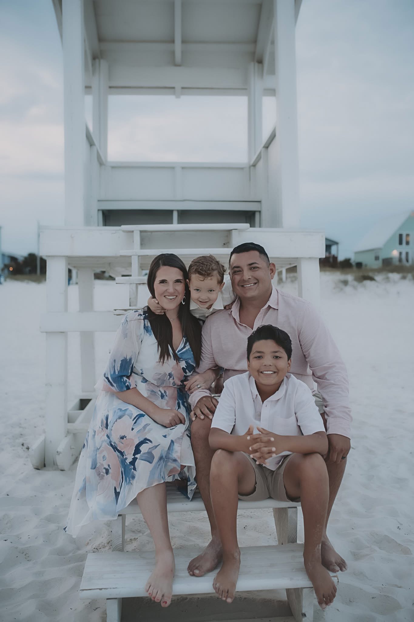 Jesse Smith with his family on the beach